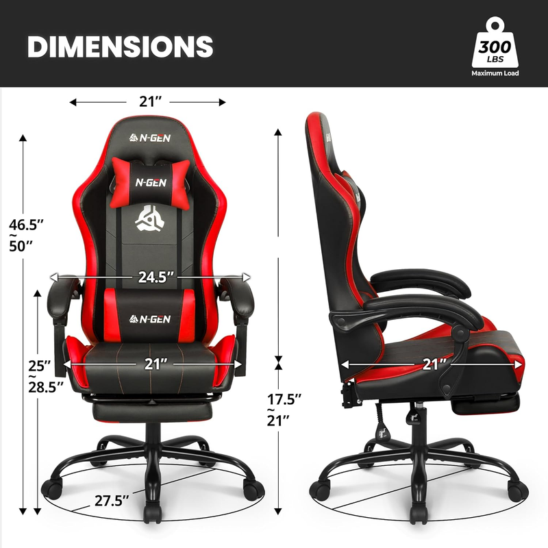 Video Gaming Chair with Support High Back Red Leather Office Desk Chair2