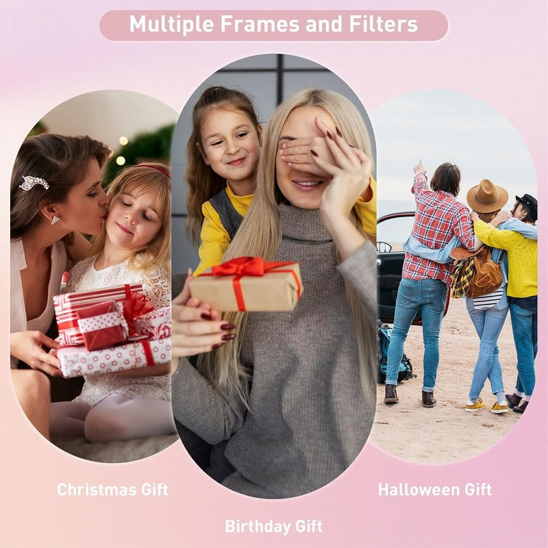 48MP Kids Digital Camera 1080P Dual Lens w/ 32GB Card – Pink Gift6