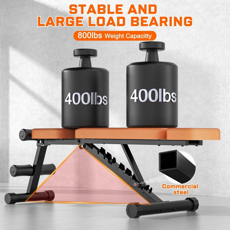 Adjustable Weight Bench 800LB Foldable Brown Olympic Home Gym5