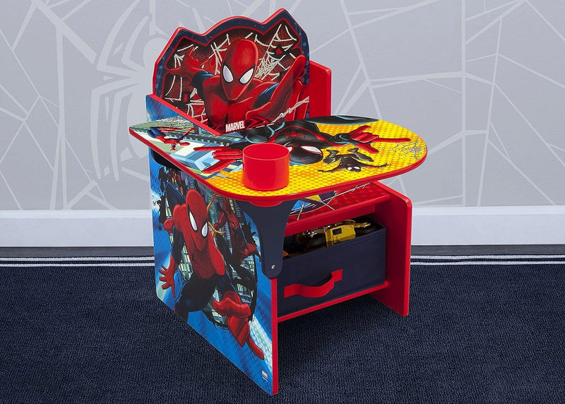 Spider Man Chair Desk w/ Storage Bin Armrest & Cushion Greenguard Gold Wood1