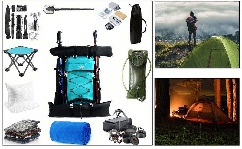 60L Travel Hiking Camping Backpack with Rain Cover, Backpack Water Resistant,Cli10