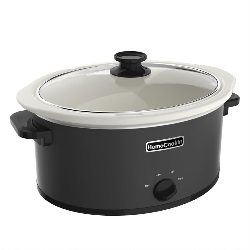 7Qt Oval Slow Cooker Manual 3-Setting Black Pot Food Warmer0