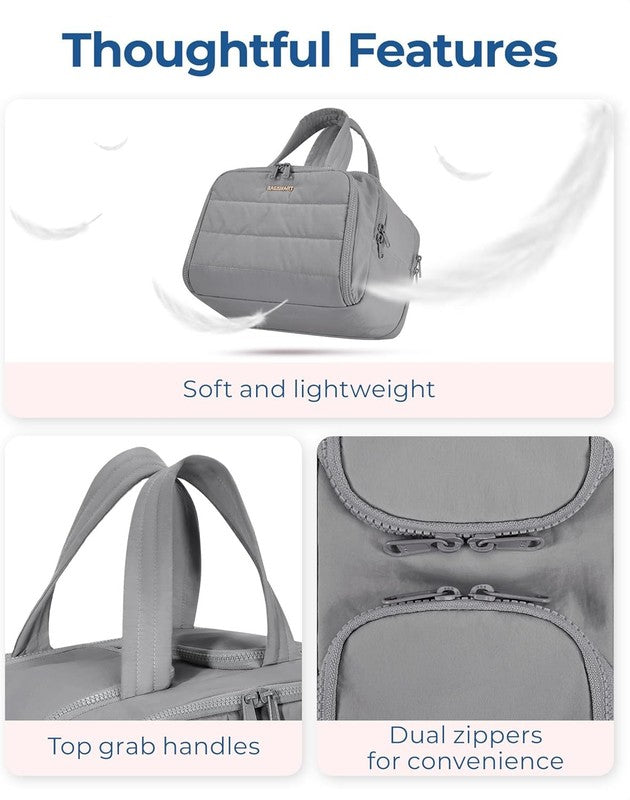 Travel Toiletry Bag Large Wide-Open Makeup Organizer Handle for Women Grey1