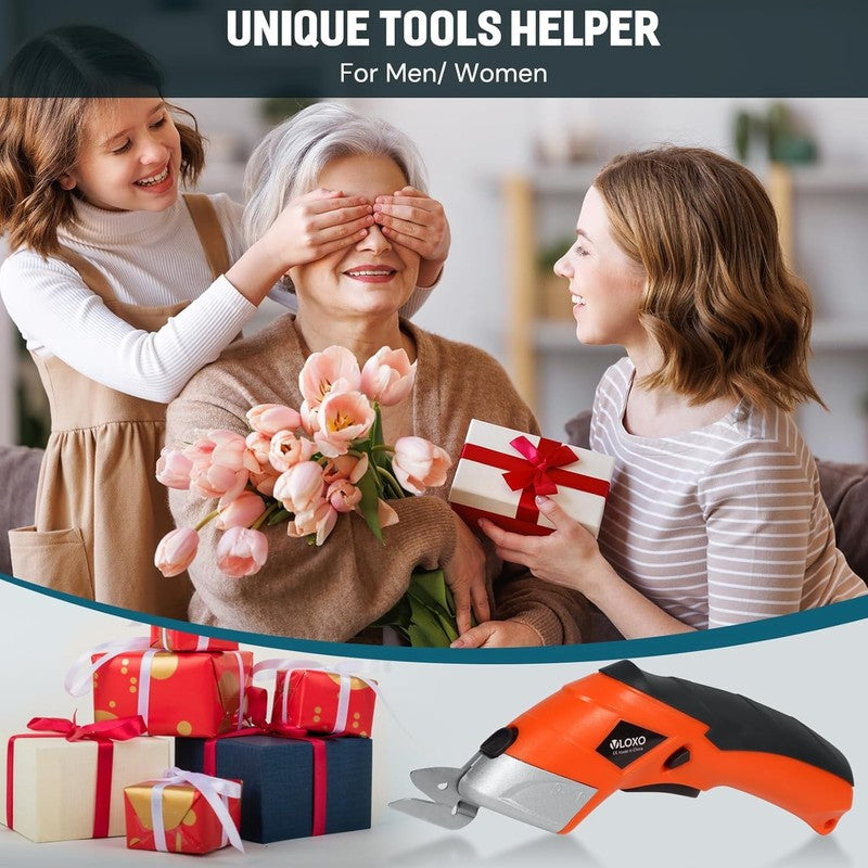 Rechargeable Cordless Electric Scissors for Fabric, Cardboard & Crafts - Orange8