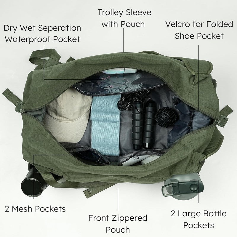 Men’s Gym Bag Backpack Duffle Dark Green Shoes Compartment Waterproof5