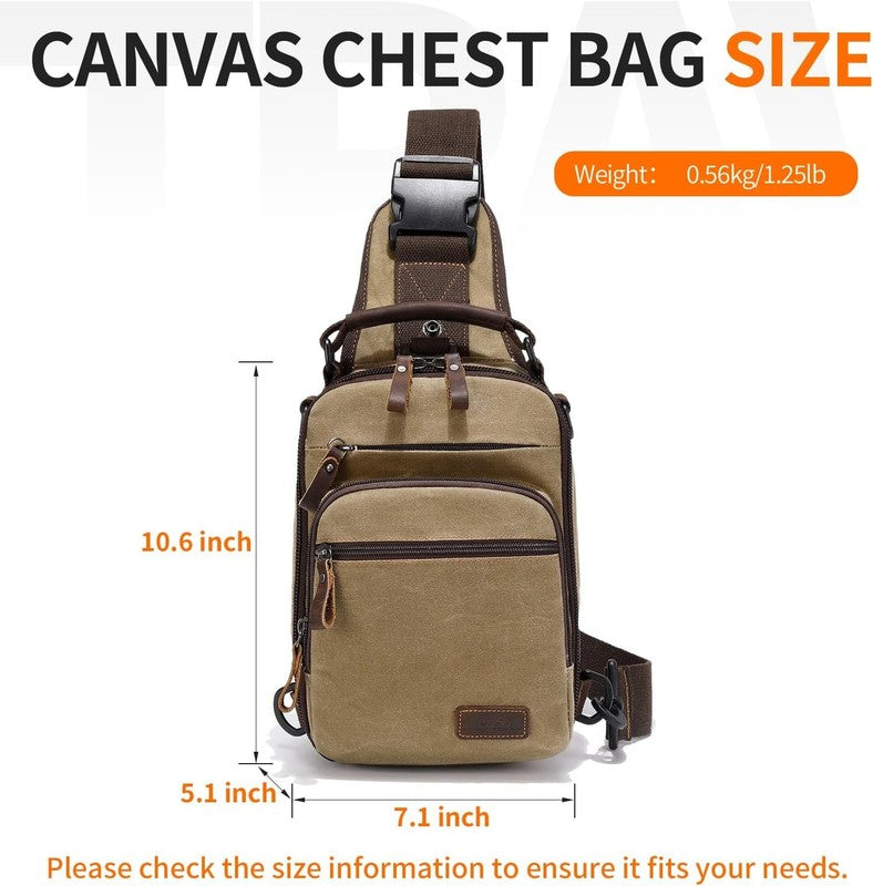 Nerlion Sling Bag Men Waxed Canvas Crossbody Chest Bag Water Resistant Daypack2