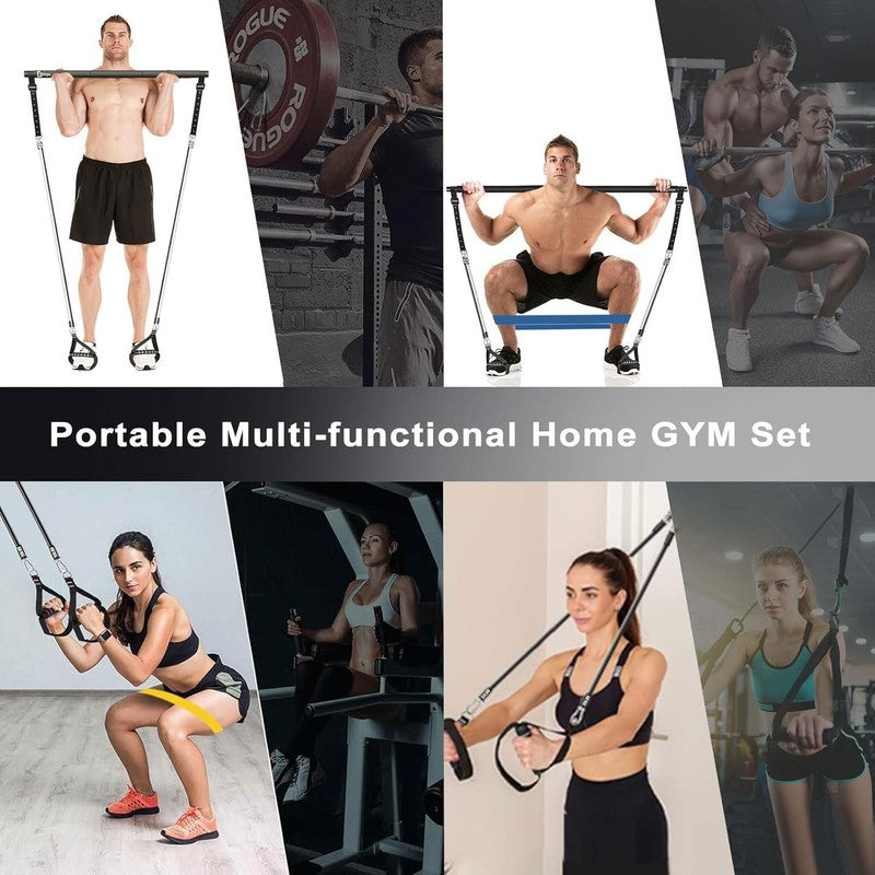 Pilates Bar Kit w/ Stackable Resistance Bands Full Body Home Gym Exercise2