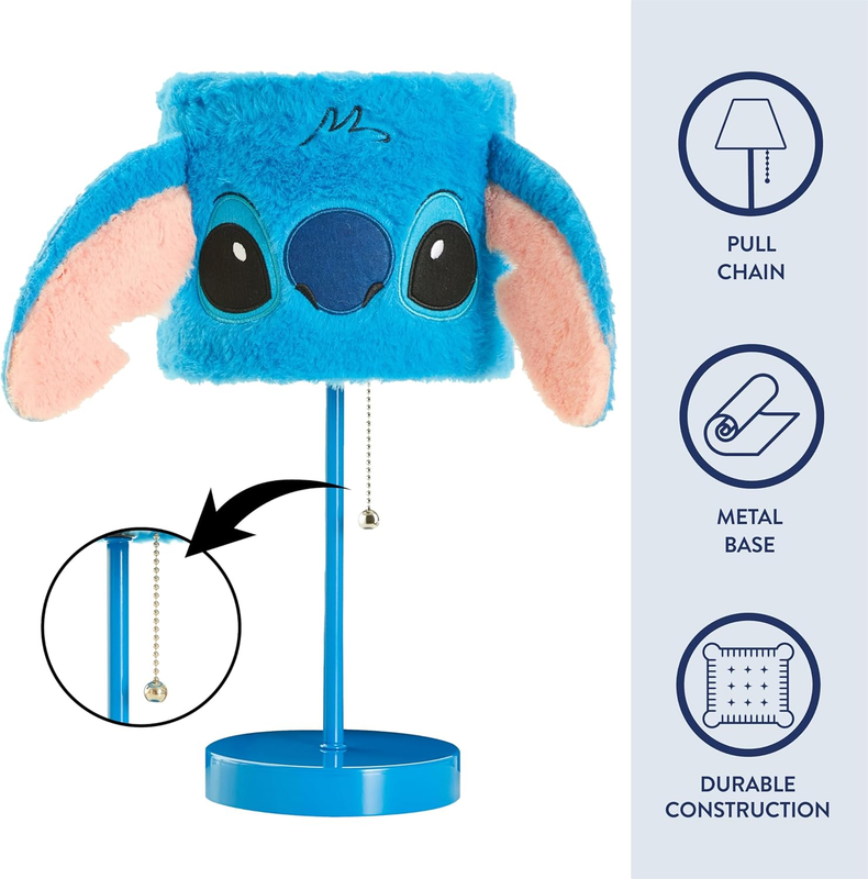 Disney Stitch Plush Table Lamp,15.5" Figural Lamp with Soft Shade & Pull Chain,K3