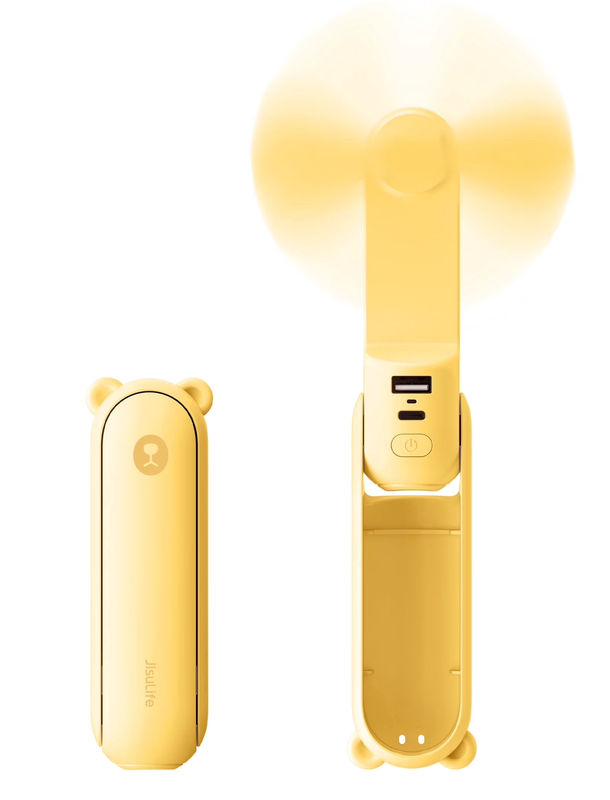 Portable Handheld Fan Rechargeable Mini Power Bank Flashlight Yellow10