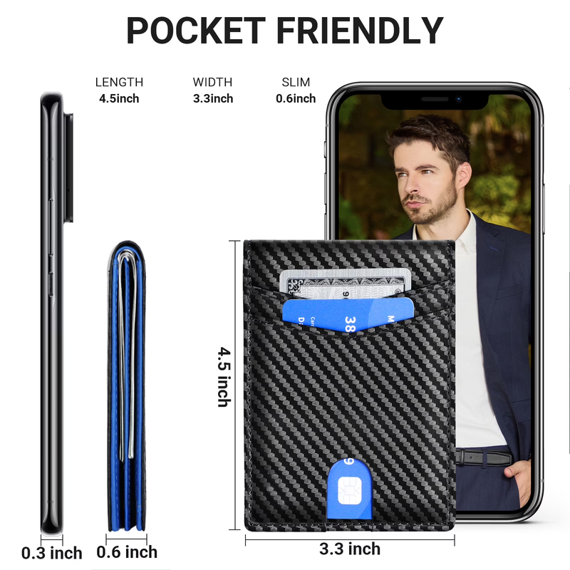 Wallet for Men, Slim Leather Rfid Blocking Mens Wallet with 2 ID Windows, Bifold6
