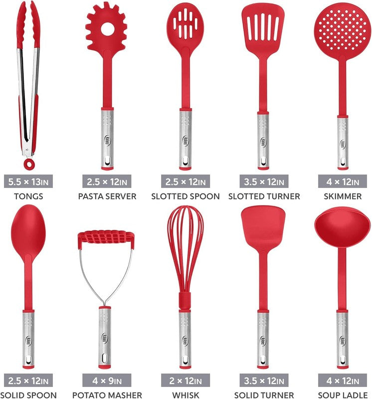 10-Piece Non-Stick Nylon & Stainless Steel Kitchen Utensils Set4
