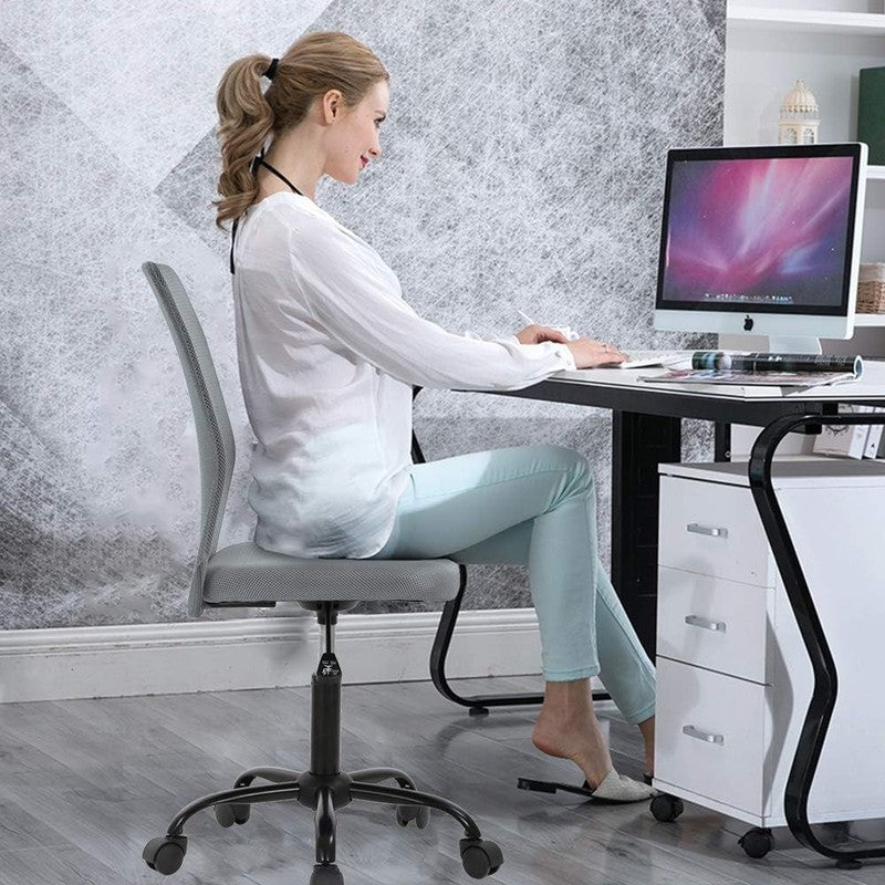 Ergonomic Mid Back Mesh Office Chair with Back Support - Grey Swivel Chair4