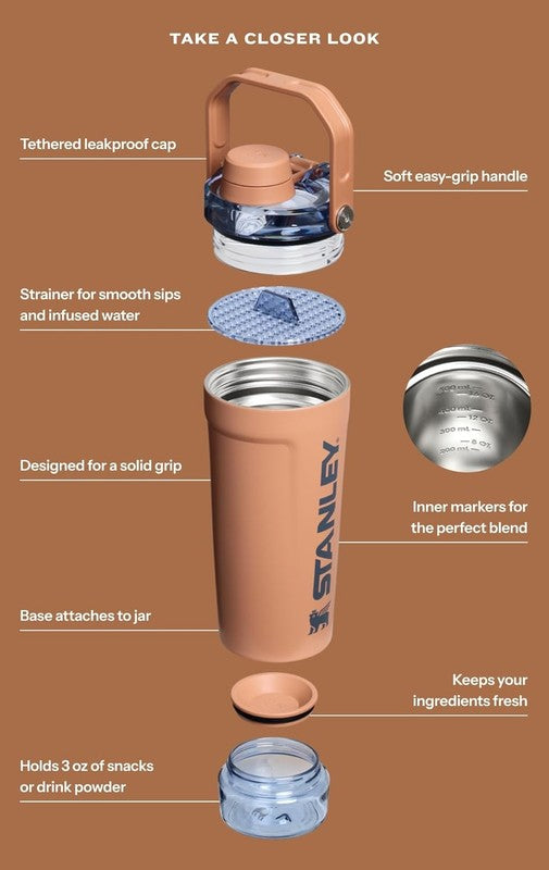 Vitalize 20oz Insulated Shaker Bottle – Leakproof Stainless Steel with Storage4