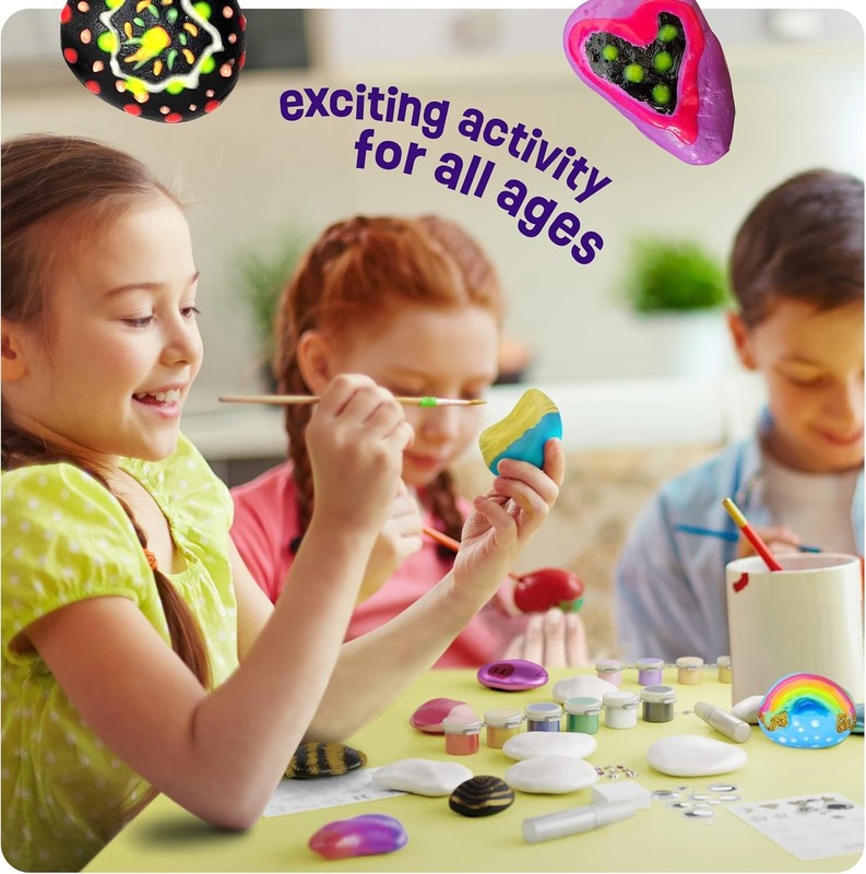 Kids Rock Painting Kit - Glow in the Dark - Christmas Gifts Arts & Crafts for Bo4