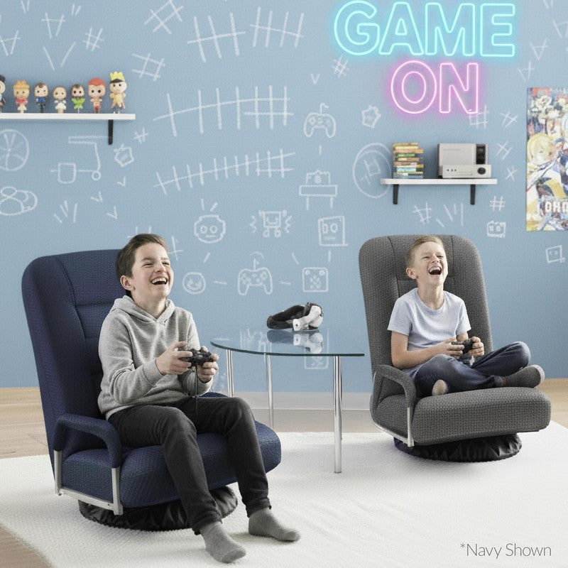 Gaming Floor Rocker Chair 360° Swivel, Lumbar Support, Dark Gray1