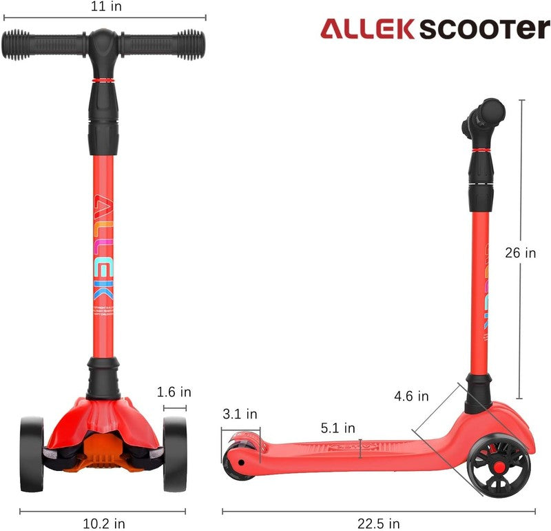 Kick Scooter B02 Lean 'N Glide Wide PU Light Up Wheels 4 Heights Red5