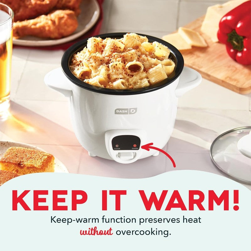 Mini Rice Cooker 2 Cup Steamer Nonstick Pot Keep Warm Function White2