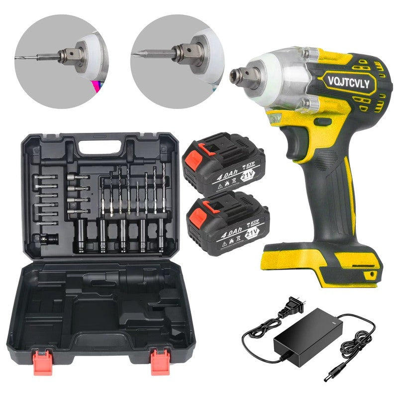 Brushless Impact Driver, 21V Cordless Impact Wrench 1/2 Inch, 2 × 4.0Ah Impact D2