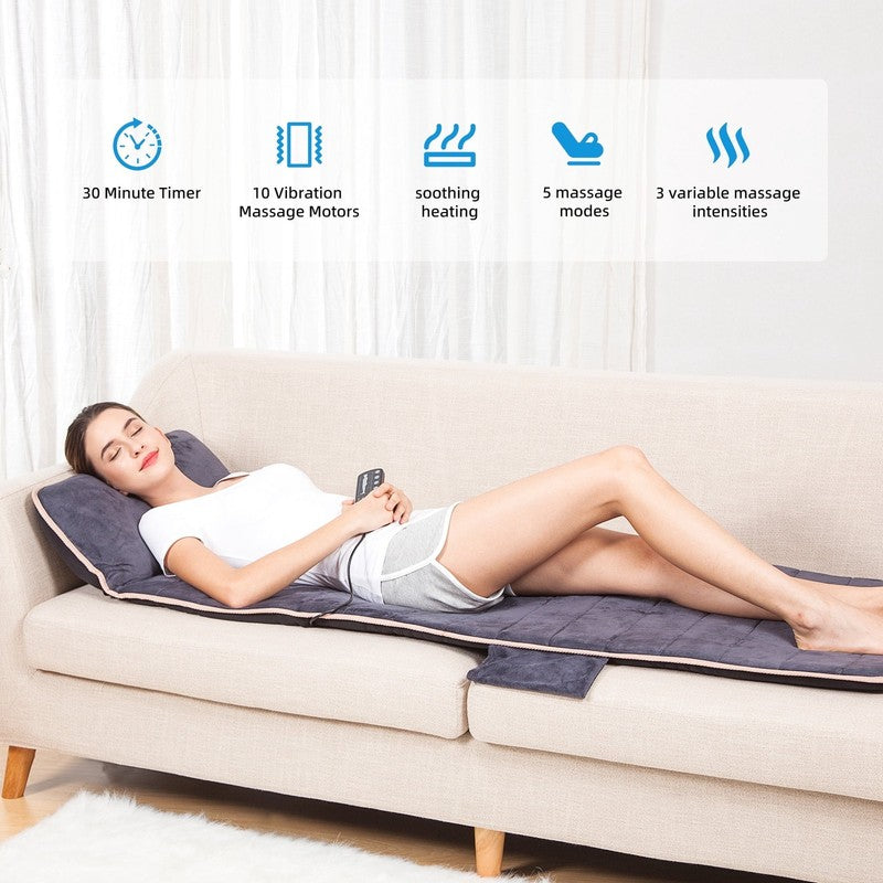 Full Body Massage Mat with Heat,Memory Foam Back Massage Pad with Vibration Moto5
