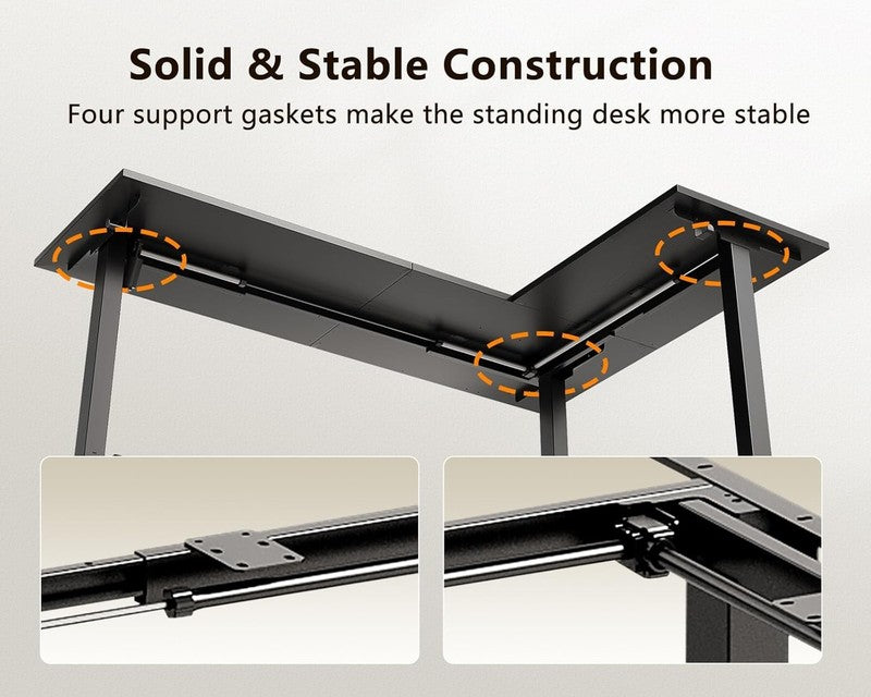 63” Reversible L-Shaped Electric Standing Desk Height Adjustable Corner Black6