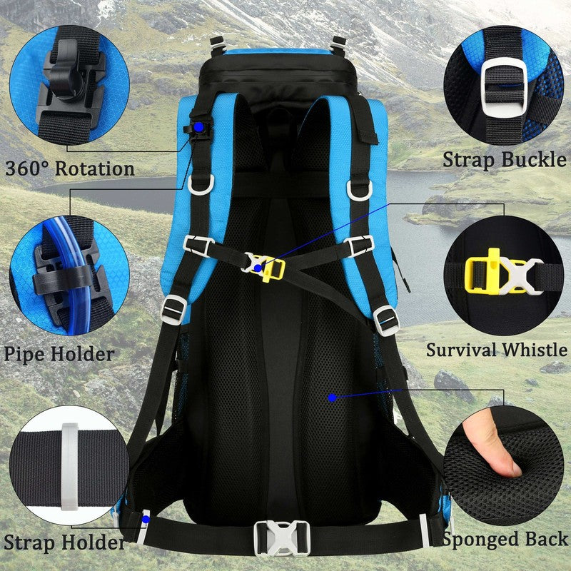 60L Travel Hiking Camping Backpack with Rain Cover, Backpack Water Resistant,Cli3