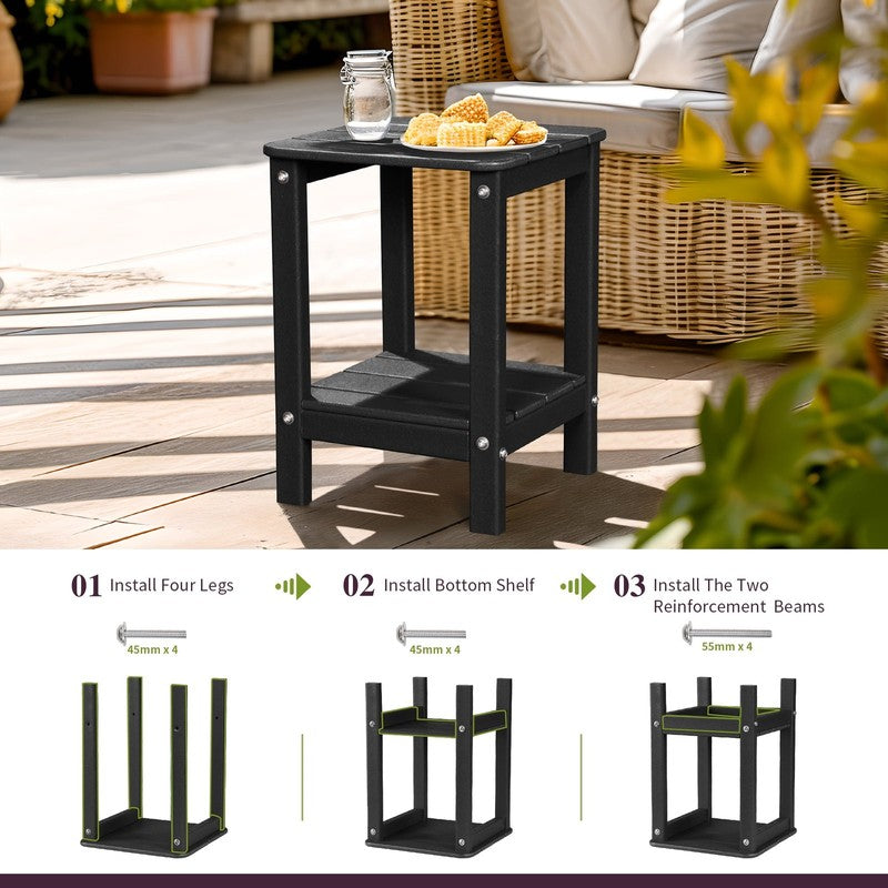| Patio Garden Side Table with 2 Layer Storage,Outdoor End Tables for Your Adiro7