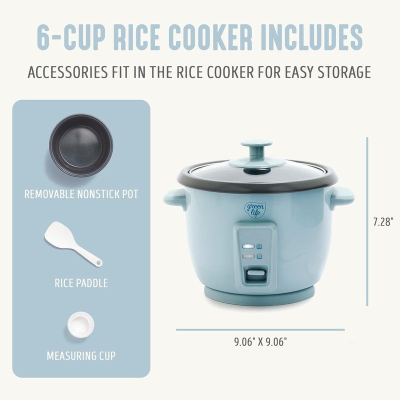 Rice Cooker 3-Cup PFAS-Free Ceramic Removable Pot Blue Haze Multicooker1