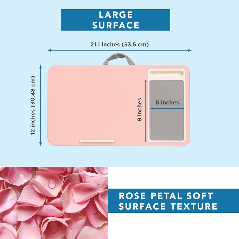 Home Office Lap Desk with Device Ledge, Mouse Pad, and Phone Holder   Pink   Fit4