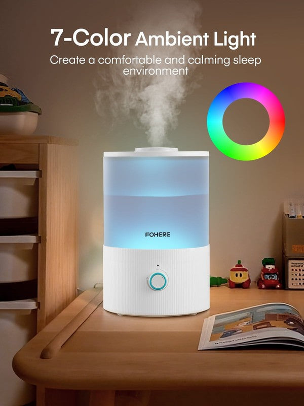 3.2L Cool Mist Humidifier w/ Oil Diffuser 7 Color Light Auto Shut Off White3