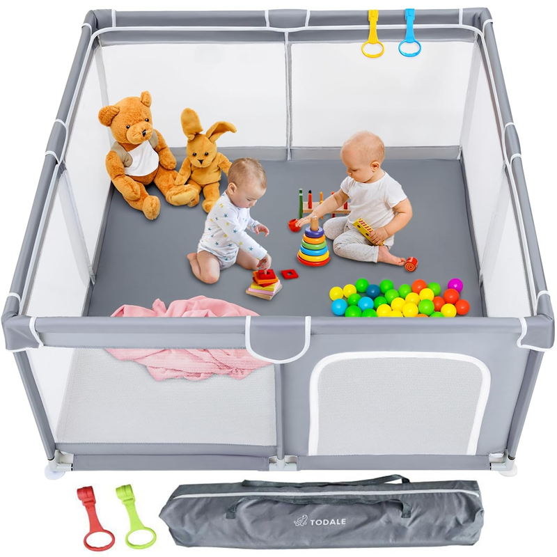 50”x50” Baby Playpen - Safe Portable Toddler Gate with Anti-Slip Base, Gray10