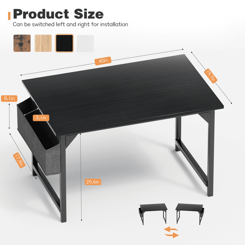 47" Computer Desk Small Office Modern Writing Desk w/ Storage & Headphone Hook6