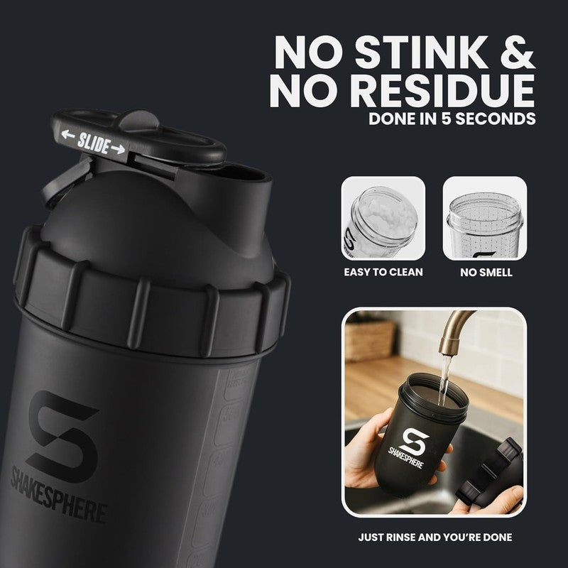 24oz Protein Shaker Bottle – Leakproof No Blade Mixer Cup, BPA Free, Matte Black7