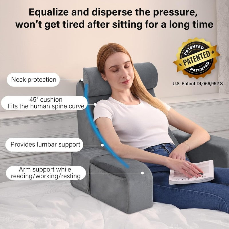 Reading Pillow for Sitting in Bed Adult, 19" Back Support Pillow for Bed Sitting2