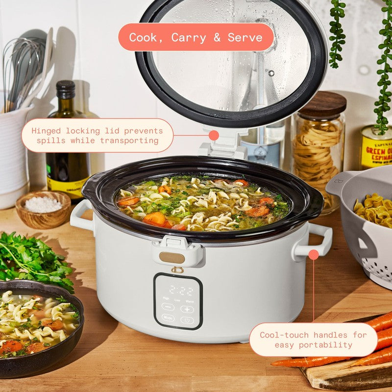 4 Qt Digital Slow Cooker with Hinged Locking Lid, White Icing by Drew Barrymore2
