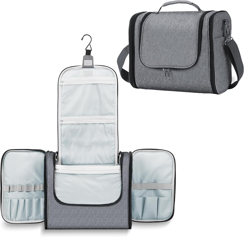 Extra Large Hanging Toiletry Bag Travel Dopp Kit Water-Resistant Oxford Gray0