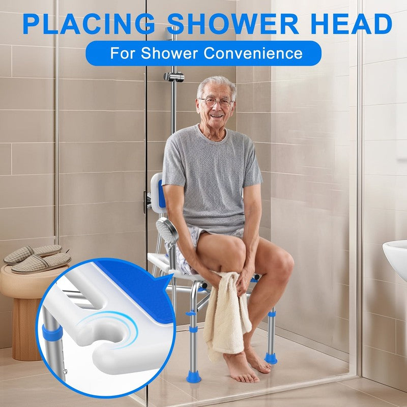 Heavy Duty 500lb Shower Chair with Back, Height Adjustable Bath Stool2