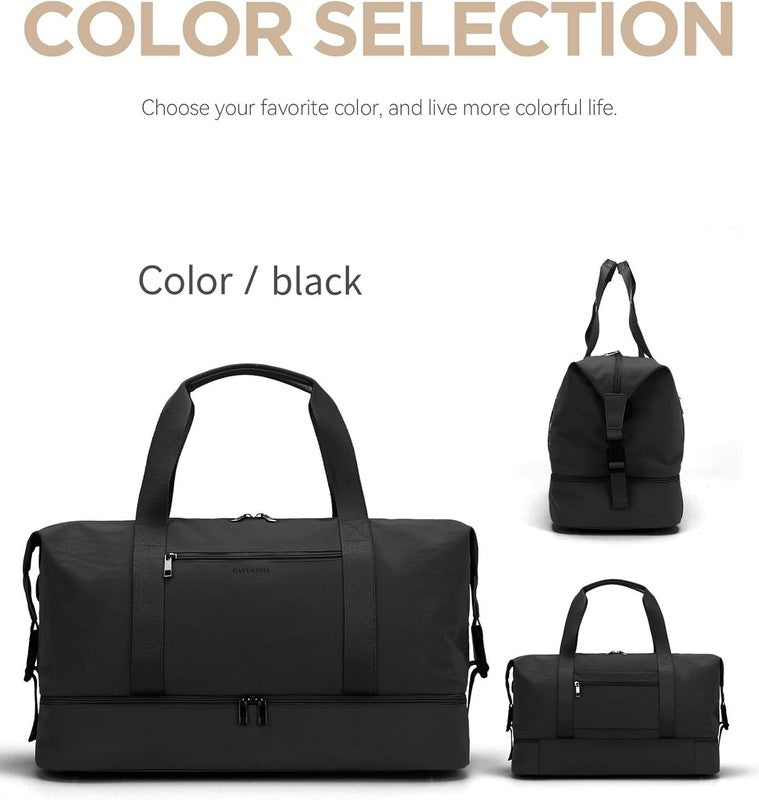 21in Women Weekender Duffle Bag 2Pc Canvas Leather Carry On Shoe Compartment5