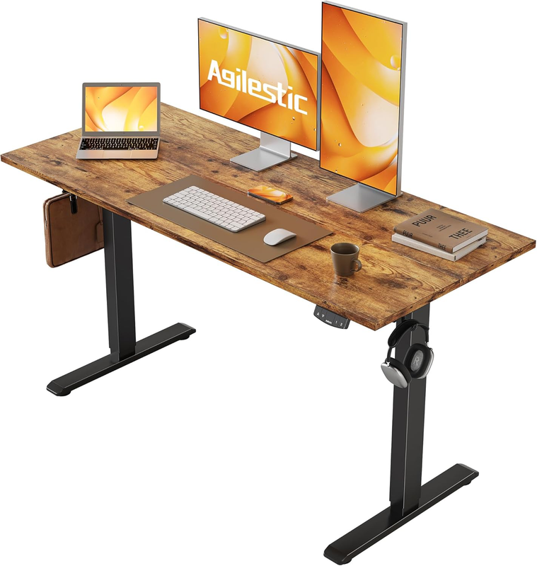 48"x24" Electric Standing Desk Adjustable Sit Stand Computer Table Rustic Brown0