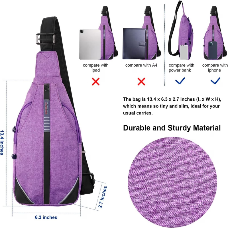 Unisex anti Theft Travel Hiking Walking Sling Cross Body Shoulder Chest Bag3