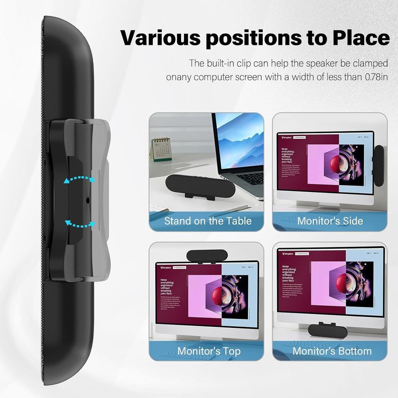 Computer Speaker for Desktop PC Monitor Loud Sound USB Volume Control Black2
