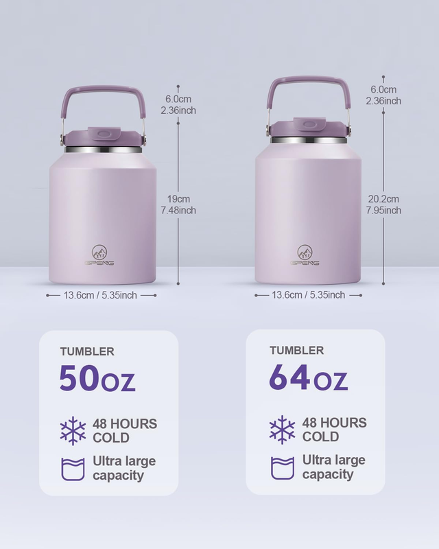 40oz Stainless Steel Tumbler with Handle Straw Lid Insulated Travel Mug 48H Temp4