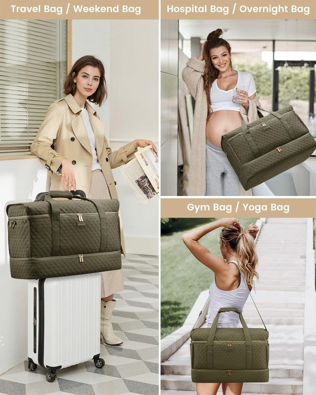 Large Women Weekender Duffle Bag Carry On Gym Travel w/ Shoe Compartment7