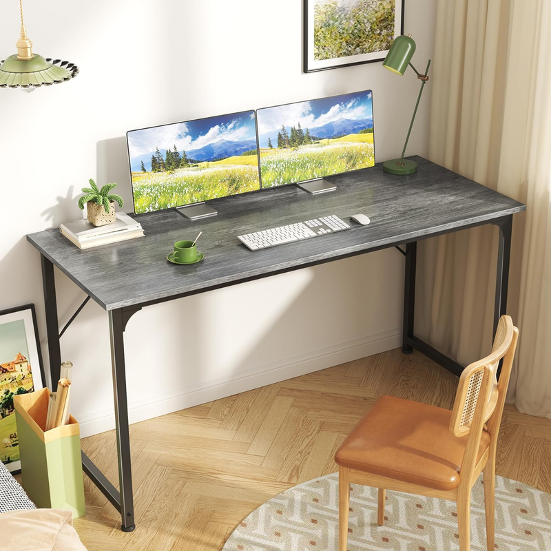 55" Computer Desk Grey   Home Office, Gaming, Sturdy Frame, Modern Design1