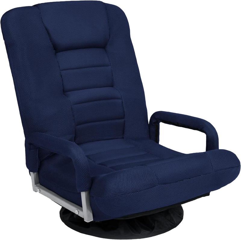 Gaming Floor Rocker Chair 360° Swivel, Lumbar Support, Adjustable Back – Navy9