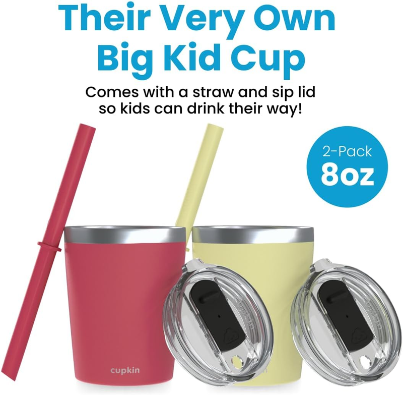 8oz Kids Stainless Steel Tumbler Cup Set 2 Stackable Straw Cups1