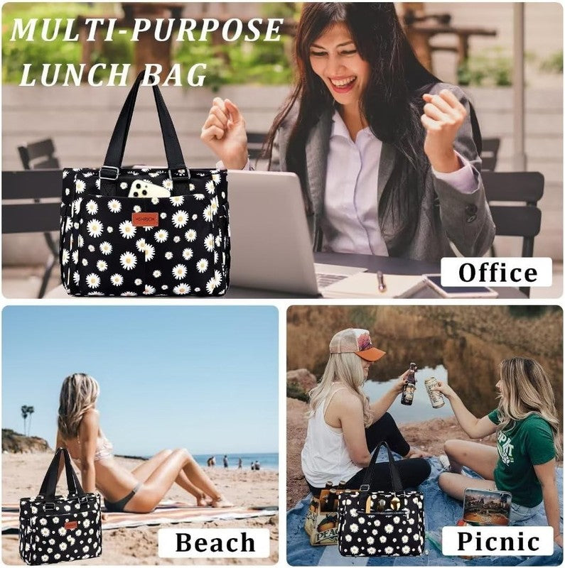 Large Floral Insulated Lunch Bag Women Leakproof 12L Cooler Tote for Work Picnic5