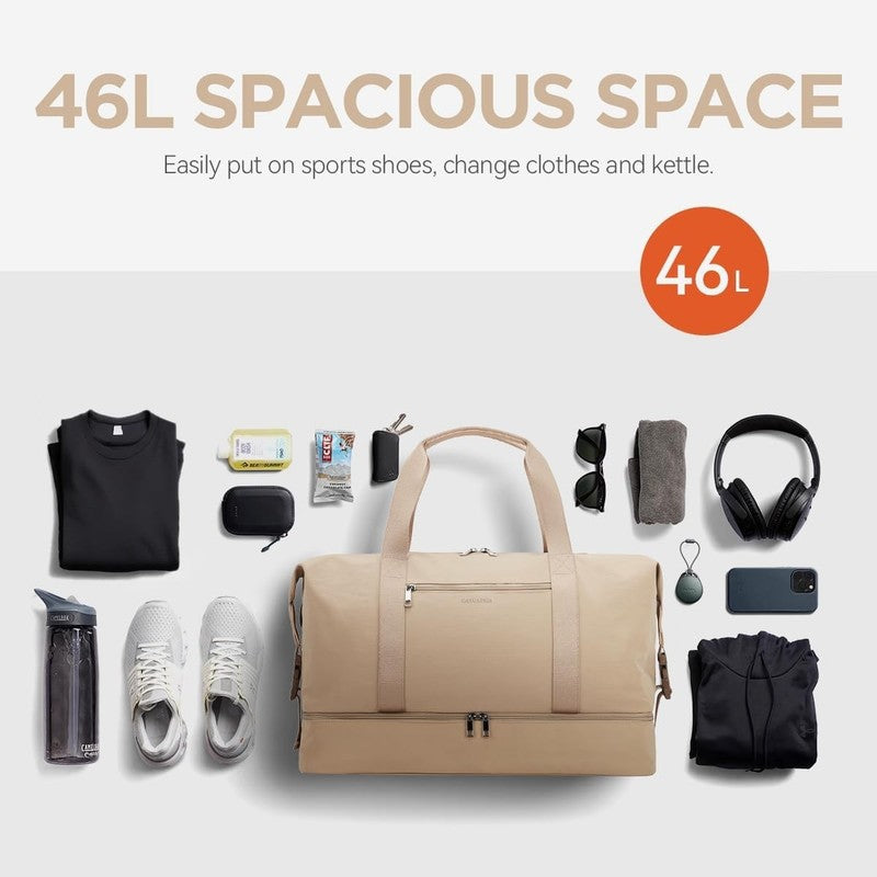 21in Women Weekender Duffle Bag 2Pc Canvas Leather Carry On Shoe Compartment5