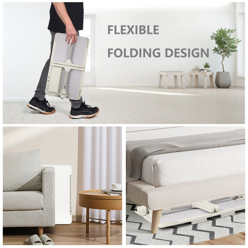 Height & Angle Adjustable Lap Desk Foldable Laptop Stand Bed Tray White4