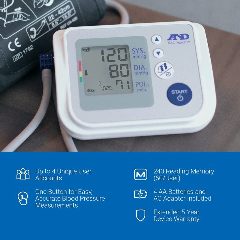A&D Medical  Blood Pressure Monitor, Upper Arm, Wide Cuff, Digital (UA-767FAC)3