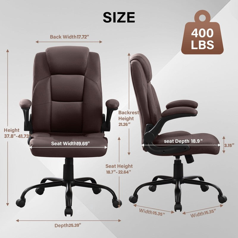 Leather Office Chair, Big and Tall Office Chair 400LBS Wide Seat Ergonomic Compu1